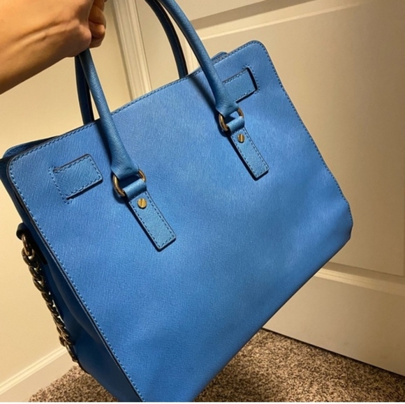 Michael Michael Kors Blue Saffiano Hamilton EUC - Picture 3 of 5